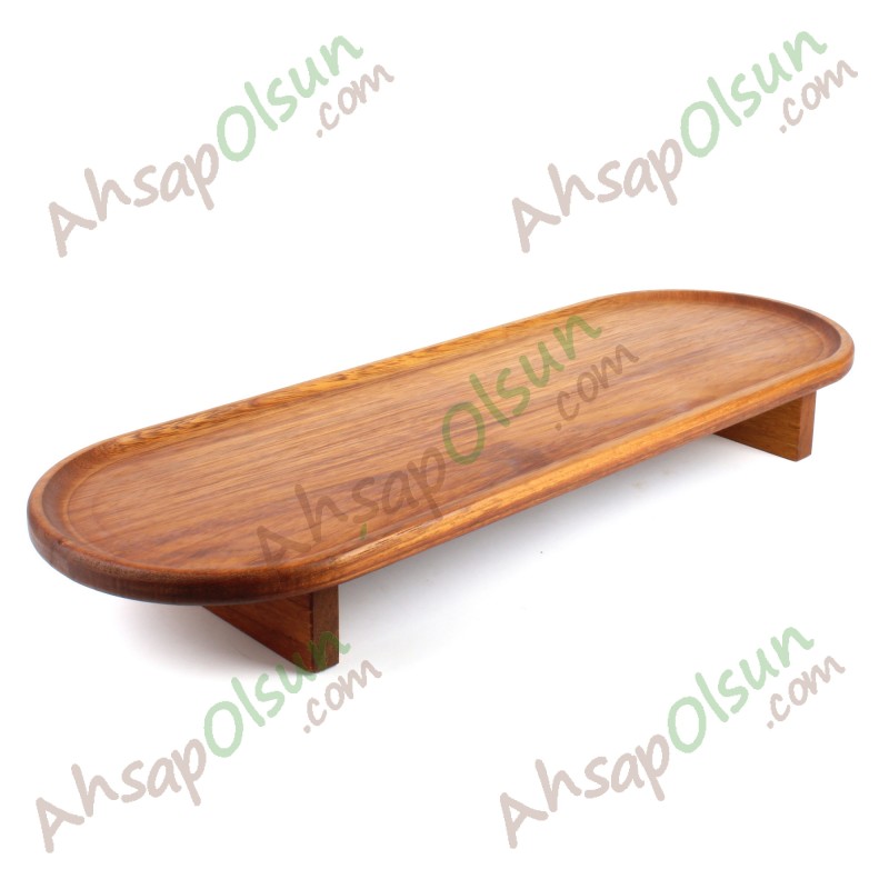 Ayaklı Ahşap Kebap sunum Tahtası · iroko · 70x24 h:8 cm