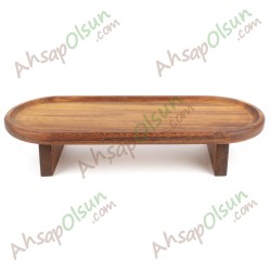 Ayaklı Ahşap Kebap Servis Tahtası · iroko · 44x18 h:8 cm