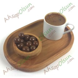 Ahşap Çay Kahve servis Tabağı · Oval  19x13 cm