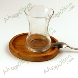 Oval Ahşap Çay tabak · 12x10 cm