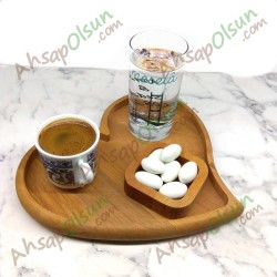 Ahşap Çay Kahve Çerez Sunum Tabak · Kalp No:1 · 20,7x18,2 cm