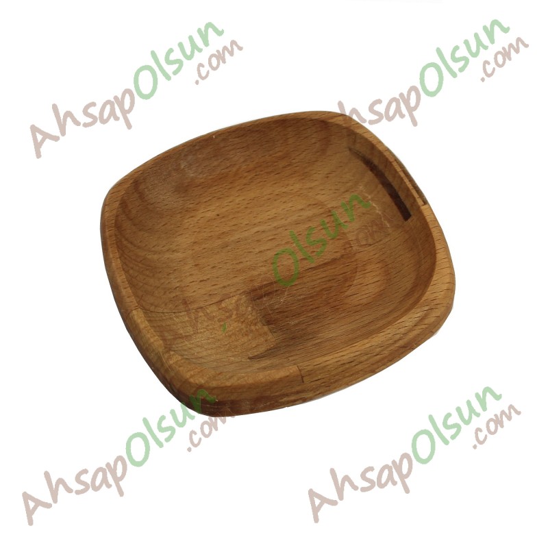 Ahşap Oval Kare Tabak No:1 · 10x10 cm