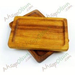 Ahşap Sunum Tepsi Kulplu · iroko  · 25x17cm