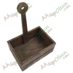 Ahşap Peçetetelik, Tuzluk, Şekerlik Menaj Takımı · Ketçap Mayonez stand · 17,5x13 h:24 cm