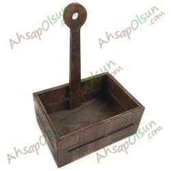 Ahşap Peçetetelik, Tuzluk, Şekerlik Menaj Takımı · Ketçap Mayonez stand · 17,5x13 h:24 cm