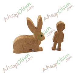 Neşeli Ahşap Hayvan Figürleri · Tavşan · 8,1x6,9 cm